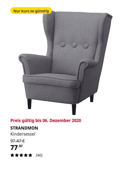 IKEA Ulm - STRANDMONÂ Kindersessel, Vissle grau IKEA Ulm - STRANDMONÂ Kindersessel, Vissle grau