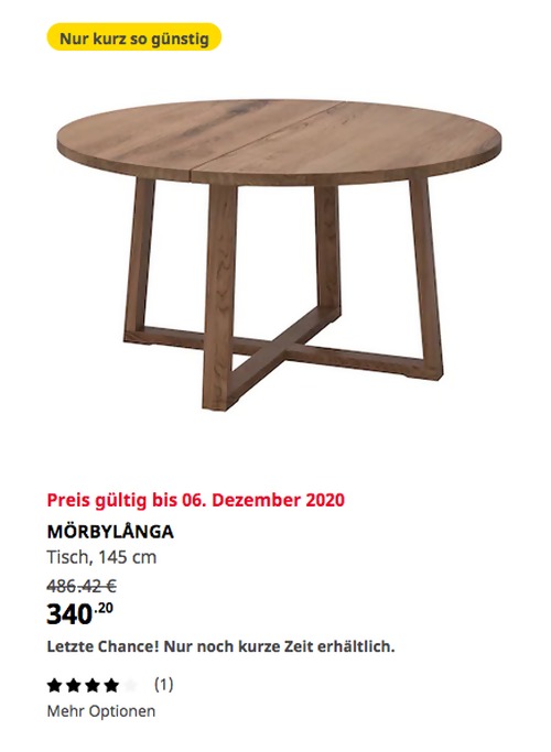IKEA Wallau - MÖRBYLÅNGA Tisch, Eichenfurnier braun las., 145 cm IKEA Wallau - MÖRBYLÅNGA Tisch, Eichenfurnier braun las., 145 cm