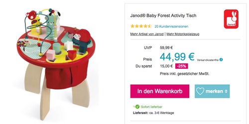 Janod® Baby Forest Activity Tisch, 40 x 40 x 56 cm Janod® Baby Forest Activity Tisch, 40 x 40 x 56 cm