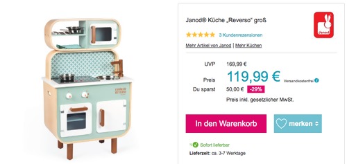 Janod® Spielküche Reverso aus Holz, 55 x 32 x 90,5 cm Janod® Spielküche Reverso aus Holz, 55 x 32 x 90,5 cm