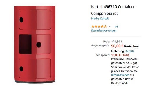 Kartell 496710 Container "Componibili", rot Kartell 496710 Container "Componibili", rot