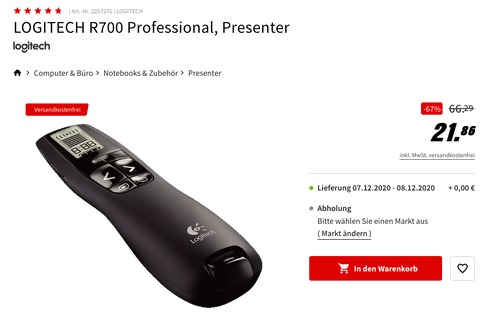 LOGITECH R700 Professional Presenter, roter Laserpointer LOGITECH R700 Professional Presenter, roter Laserpointer