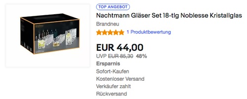 Nachtmann 101764 Gläser-Set "Noblesse" 18-tlg., Kristallglas - jetzt 12% billiger Nachtmann 101764 Gläser-Set "Noblesse" 18-tlg., Kristallglas - jetzt 12% billiger