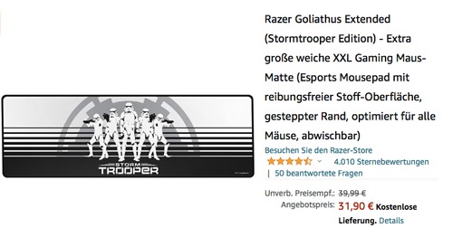 Razer Goliathus Extended (Stormtrooper Edition) XXL Gaming Maus-Matte - jetzt 20% billiger