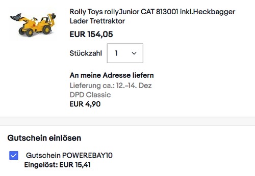 Rolly Toys rollyJunior CAT 813001 Trettraktor mit Lader und Heckbagger Rolly Toys rollyJunior CAT 813001 Trettraktor mit Lader und Heckbagger