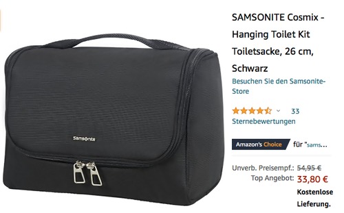 SAMSONITE Cosmix 26 cm Hanging Toilet Kit Kulturbeutel, schwarz SAMSONITE Cosmix 26 cm Hanging Toilet Kit Kulturbeutel, schwarz