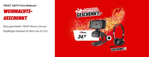 TRUST 18679 Trino Webcam inkl. TRUST Mauro On-ear USB Kopfbügel-Headset in Schwarz - jetzt 39% billiger