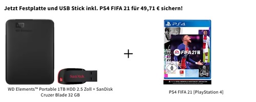 WD Elements Portable 1TB HDD 2.5 Zoll externe Festplatte + SanDisk Cruzer Blade 32 GB USB-Stick inkl. PS4 FIFA 21 - [PlayStation 4] - jetzt 45% billiger