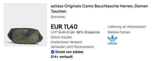 adidas Originals Camo Bauchtasche, 2,5 Liter adidas Originals Camo Bauchtasche, 2,5 Liter