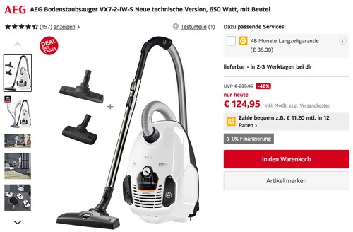 AEG Bodenstaubsauger VX7-2-IW-S mit mit Beutel, 650 Watt (Neue technische Version) AEG Bodenstaubsauger VX7-2-IW-S mit mit Beutel, 650 Watt (Neue technische Version)