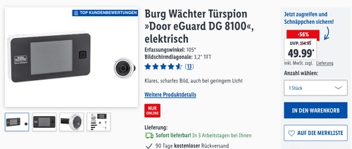 Burg Wächter Türspion "Door eGuard DG 8100", 3,2 TFT Bildschirmdiagonale Burg Wächter Türspion "Door eGuard DG 8100", 3,2 TFT Bildschirmdiagonale