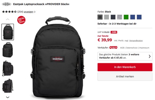 Eastpak Laptoprucksack "PROVIDER", schwarz (33 Liter, 31/25/44 cm) Eastpak Laptoprucksack "PROVIDER", schwarz (33 Liter, 31/25/44 cm)