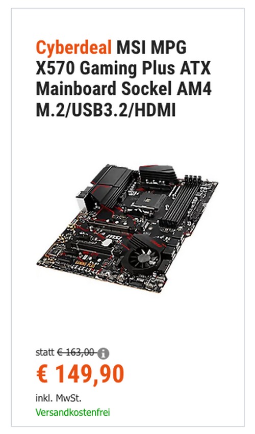 MSI MPG X570 Gaming Plus ATX Mainboard für AMD Ryzen (Sockel AM4, M.2/USB3.2/HDMI) MSI MPG X570 Gaming Plus ATX Mainboard für AMD Ryzen (Sockel AM4, M.2/USB3.2/HDMI)