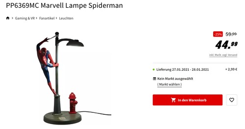 Paladone PP6369MC Marvell LED-Lampe "Spider-Man" Paladone PP6369MC Marvell LED-Lampe "Spider-Man"