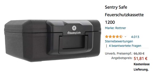 Rottner Feuerschutzkassette "Sentry Safe 1200", 28.4 x 36.3 x 15.5 cm Rottner Feuerschutzkassette "Sentry Safe 1200", 28.4 x 36.3 x 15.5 cm