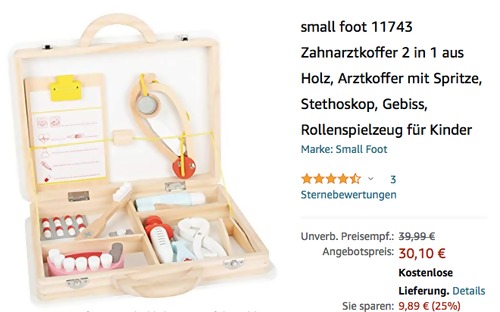 small foot 11743 Kinder Zahnarztkoffer, Lernspielzeug aus Holz small foot 11743 Kinder Zahnarztkoffer, Lernspielzeug aus Holz