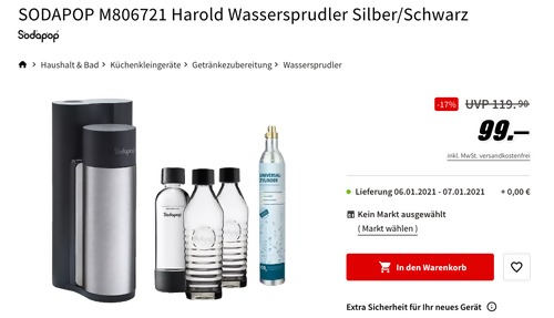 Sodapop M806721 Harold Wassersprudler-Set, silber/schwarz Sodapop M806721 Harold Wassersprudler-Set, silber/schwarz