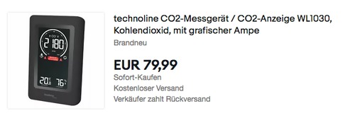 technoline WL1030 CO2-Messgerät mit grafischen Lüftungsempfehlungen technoline WL1030 CO2-Messgerät mit grafischen Lüftungsempfehlungen