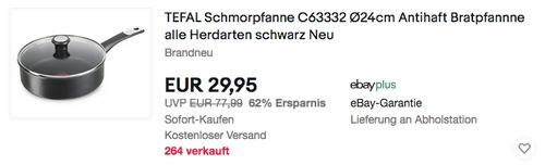 TEFAL Schmorpfanne C63332 Ø24cm, für alle Herdarten geeignet - jetzt 25% billiger