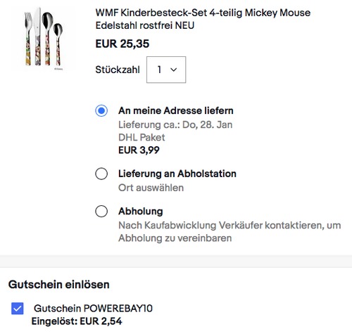 WMF Disney Mickey Mouse Kinderbesteck-Set, 4-teilig WMF Disney Mickey Mouse Kinderbesteck-Set, 4-teilig