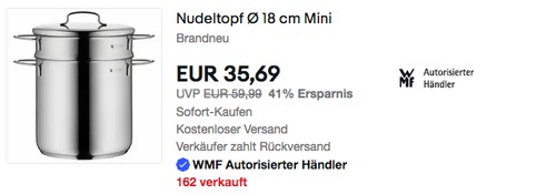 WMF Mini Ø 18 cm Nudeltopf, 3 Liter WMF Mini Ø 18 cm Nudeltopf, 3 Liter