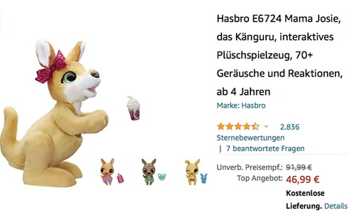Hasbro E6724 "Mama Josie, das Känguru" interaktives Plüschspielzeug Hasbro E6724 "Mama Josie, das Känguru" interaktives Plüschspielzeug