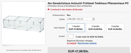 Outsunny Alu-Gewächshaus/Frühbeet 180x51xx51 cm Outsunny Alu-Gewächshaus/Frühbeet 180x51xx51 cm