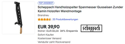 Scheppach 7905907001 Handholzspalter/Spanmesser, 6 Stufen Scheppach 7905907001 Handholzspalter/Spanmesser, 6 Stufen
