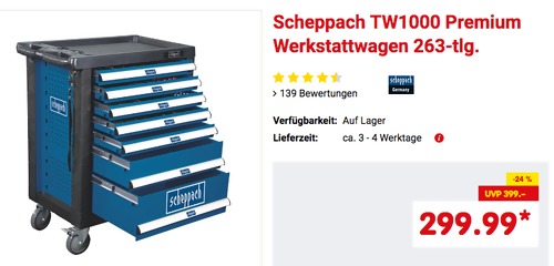 Scheppach TW1000 Premium Werkstattwagen, 263-tlg. (B 68,3 x H 98 x T 46 cm) Scheppach TW1000 Premium Werkstattwagen, 263-tlg. (B 68,3 x H 98 x T 46 cm)
