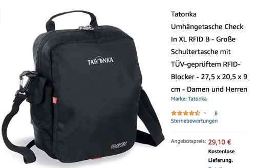 Tatonka Umhängetasche Check In XL RFID B, schwarz (27,5 x 20,5 x 9 cm) Tatonka Umhängetasche Check In XL RFID B, schwarz (27,5 x 20,5 x 9 cm)