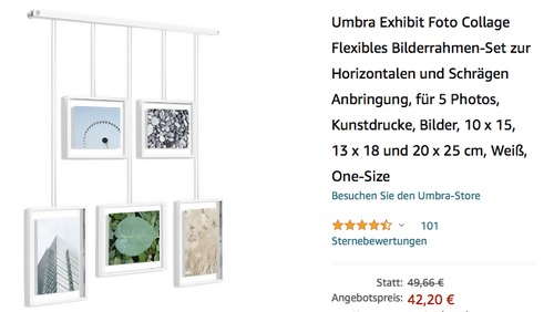 Umbra Exhibit Foto Collage Flexibles Bilderrahmen-Set, weiß Umbra Exhibit Foto Collage Flexibles Bilderrahmen-Set, weiß