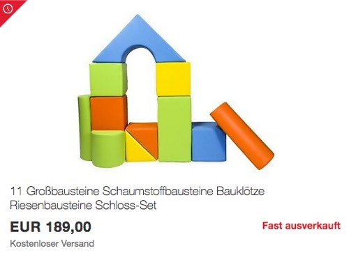 Velinda 11 Großbausteine Schaumstoffbausteine Schloss-Set, versch. Farben Velinda 11 Großbausteine Schaumstoffbausteine Schloss-Set, versch. Farben