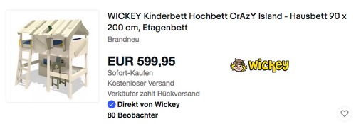 WICKEY Kinderbett Hochbett "CrAzY island", 90 x 200 cm Liegefläche WICKEY Kinderbett Hochbett "CrAzY island", 90 x 200 cm Liegefläche