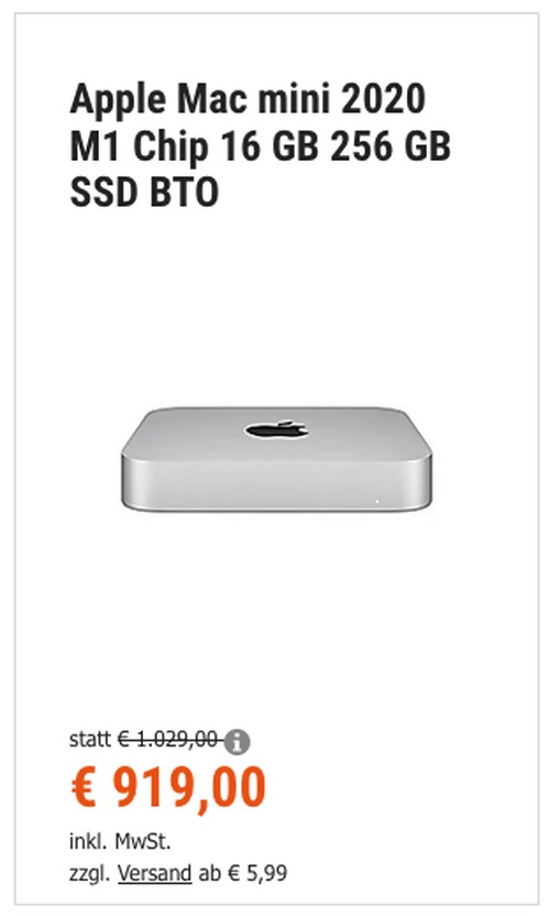 Apple Mac mini 2020 M1 MGNR3D/A-410830 (16 GB RAM, 256 GB SSD, Apple Mac mini 2020 M1 MGNR3D/A-410830 (16 GB RAM, 256 GB SSD,