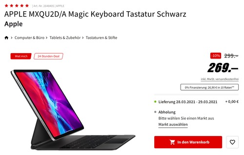 APPLE MXQU2D/A Magic Keyboard in Schwarz für 12.9" iPad Pro APPLE MXQU2D/A Magic Keyboard in Schwarz für 12.9" iPad Pro