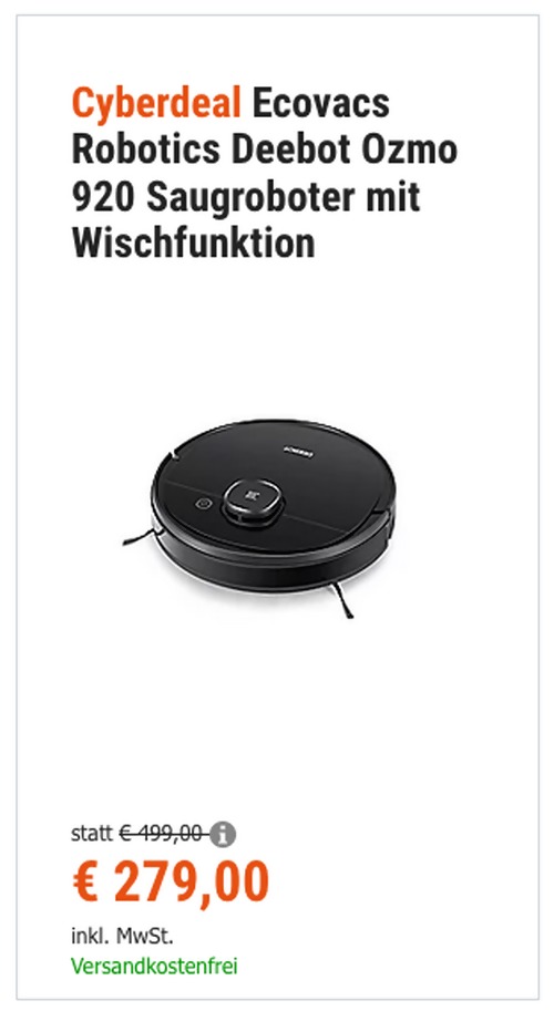 Ecovacs Robotics Deebot Ozmo 920 Saugroboter mit Wischfunktion Ecovacs Robotics Deebot Ozmo 920 Saugroboter mit Wischfunktion