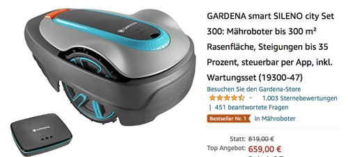 GARDENA 19300-47 smart SILENO city Set 300 Mähroboter GARDENA 19300-47 smart SILENO city Set 300 Mähroboter