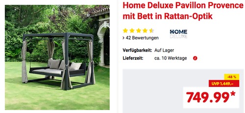 Home Deluxe Pavillon "Provence" mit Bett in Rattan-Optik, 180 x 210 x 236 cm Home Deluxe Pavillon "Provence" mit Bett in Rattan-Optik, 180 x 210 x 236 cm