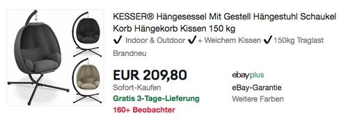 KESSER Hängesessel mit Gestell, versch. Farben KESSER Hängesessel mit Gestell, versch. Farben