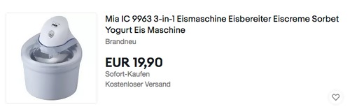 Mia IC 9963 3-in-1 Speiseeisbereiter, 1,2 Liter Mia IC 9963 3-in-1 Speiseeisbereiter, 1,2 Liter