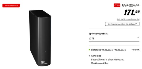 WD Elements 10 TB HDD externe Festplatte, schwarz (USB 3.0 Typ-A, 3,5 Zoll) WD Elements 10 TB HDD externe Festplatte, schwarz (USB 3.0 Typ-A, 3,5 Zoll)