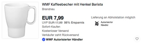 WMF Barista Kaffeebecher 380ml , Porzellan - jetzt 38% billiger