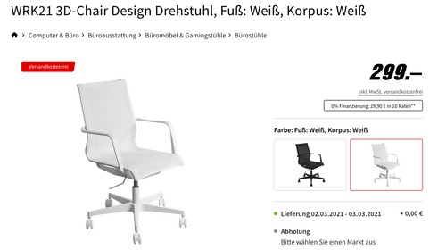 WRK21 3D-Chair Design Drehstuhl, weiß WRK21 3D-Chair Design Drehstuhl, weiß
