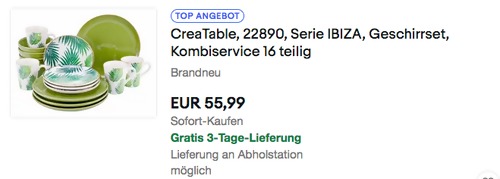 CreaTable 22890 IBIZA Geschirrset, 16-teilig (Steingut) CreaTable 22890 IBIZA Geschirrset, 16-teilig (Steingut)