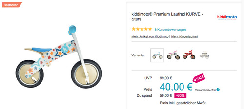 kiddimoto® Premium Laufrad KURVE, Ab 3 Jahren kiddimoto® Premium Laufrad KURVE, Ab 3 Jahren