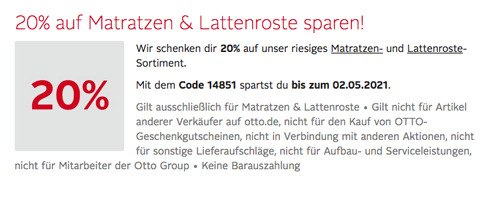 Otto.de - 20% Rabatt auf Matratzen- und Lattenroste-Sortiment: z.B. MY HOME Taschenfederkernmatratze "Black Diamond Comfort" 90x200x20 cm, schwarz oder weiß Otto.de - 20% Rabatt auf Matratzen- und Lattenroste-Sortiment: z.B. MY HOME Taschenfederkernmatratze "Black Diamond Comfort" 90x200x20 cm, schwarz oder weiß