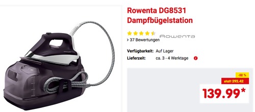 Rowenta DG8531 Dampfbügelstation (2400 W, 6 bar Dampfdruck, 300 g/min Extra-Dampfstoß) Rowenta DG8531 Dampfbügelstation (2400 W, 6 bar Dampfdruck, 300 g/min Extra-Dampfstoß)