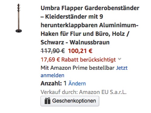 Umbra Flapper 320361-048 Garderobenständer, Schwarz - Walnussbraun (165 cm, Holz, 9 Aluminimum-Haken) Umbra Flapper 320361-048 Garderobenständer, Schwarz - Walnussbraun (165 cm, Holz, 9 Aluminimum-Haken)