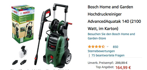 Bosch Home and Garden Hochdruckreiniger AdvancedAquatak 140 (140 bar, 2100 Watt, im Karton) Bosch Home and Garden Hochdruckreiniger AdvancedAquatak 140 (140 bar, 2100 Watt, im Karton)