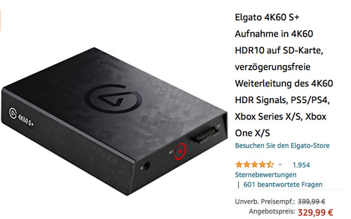 Elgato 4K60 S+ externe Capture Karte, Aufnahme in 4K60 HDR10 auf SD-Karte oder PC Elgato 4K60 S+ externe Capture Karte, Aufnahme in 4K60 HDR10 auf SD-Karte oder PC